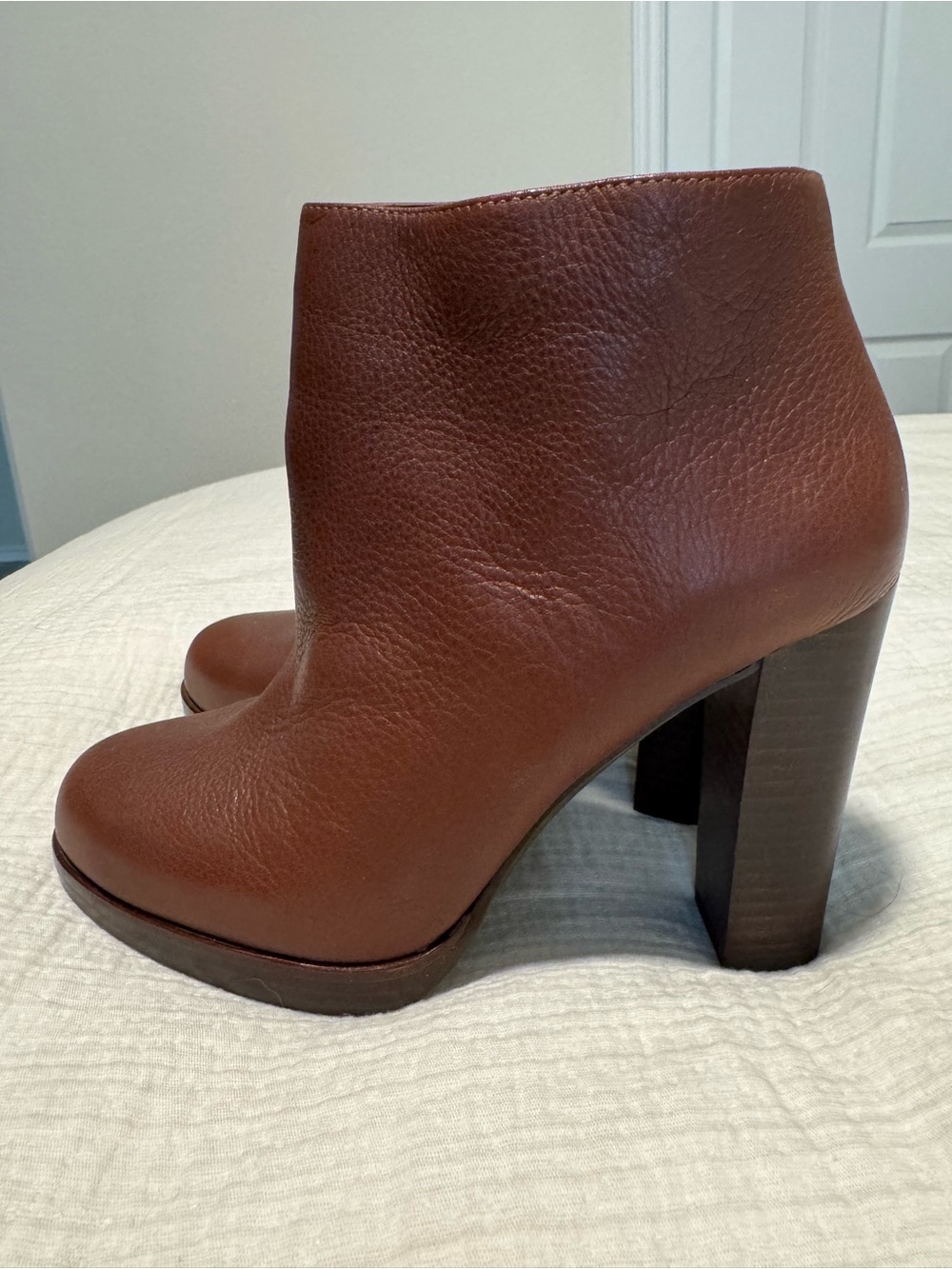 Gianni Bini Brown Leather Platform Ankle Booties